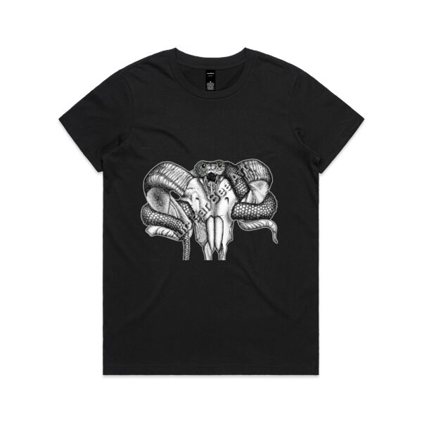 Goat Skull & Snake  - AS Colour Womens Maple Tee Thumbnail