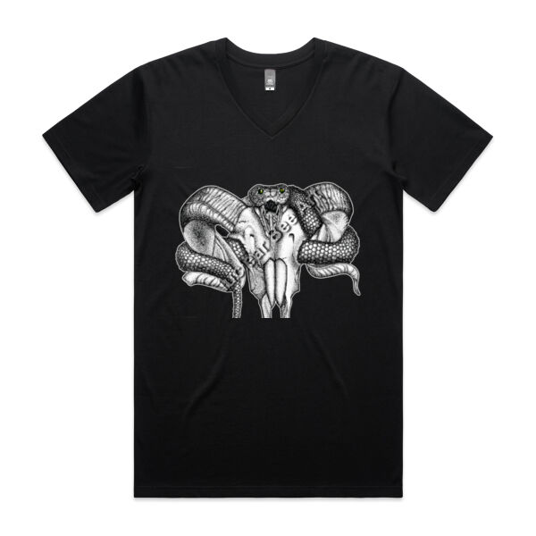 Goat Skull & Snake  - AS Colour Mens Staple V Neck Tee Thumbnail