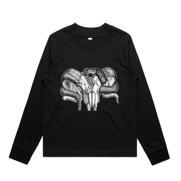 Goat Skull & Snake - AS Colour Womens Mock Longsleeve Tee Thumbnail