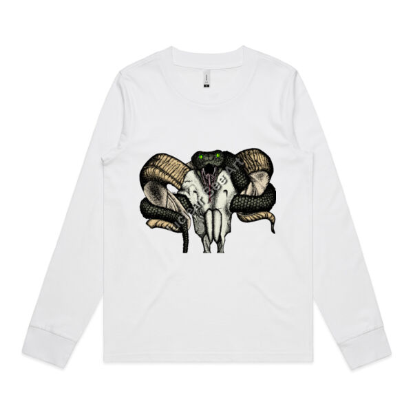 Goat Skull & Snake (Coloured) - AS Colour Womens Dice Longsleeve Tee Thumbnail