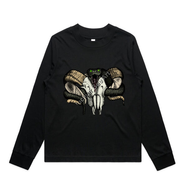 Goat Skull & Snake (Coloured) - AS Colour Womens Mock Longsleeve Tee Thumbnail