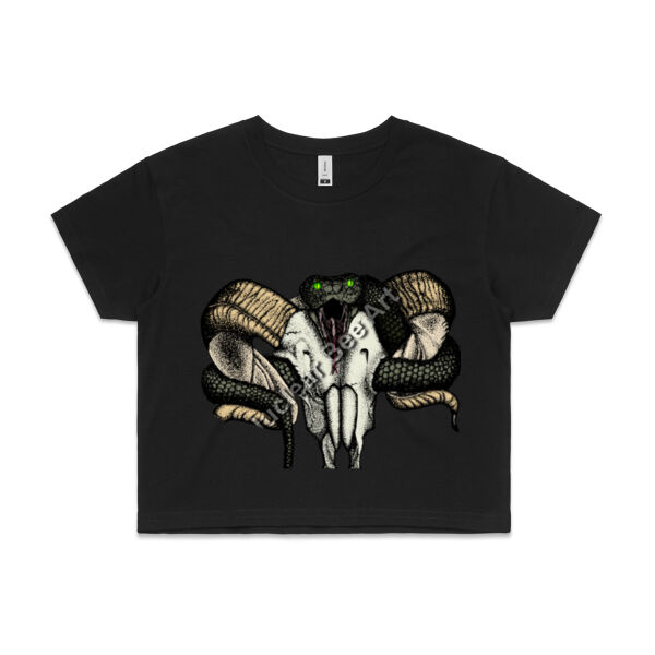 Goat Skull & Snake (Coloured) - AS Colour Womens Crop Tee Thumbnail
