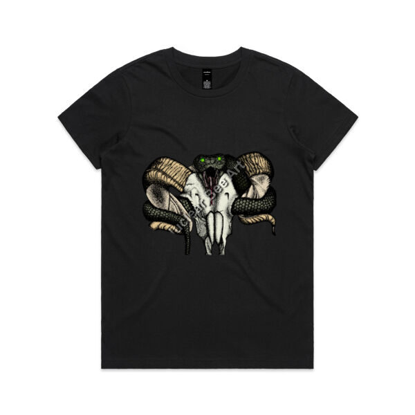Goat Skull & Snake (Coloured) - AS Colour Womens Maple Tee Thumbnail