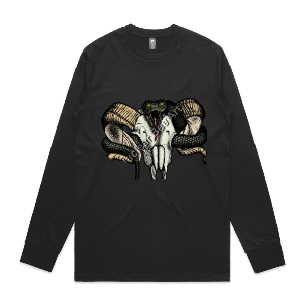 Goat Skull & Snake (Coloured) - AS Colour Mens Classic Long Sleeved Tee Thumbnail
