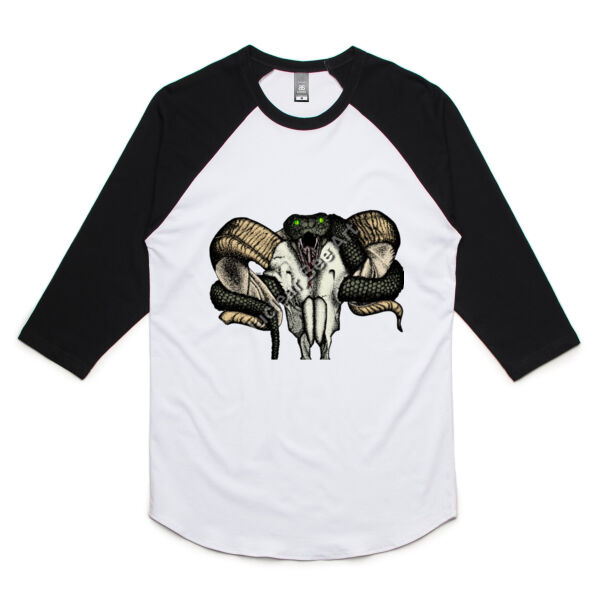 Goat Skull & Snake (Coloured) - AS Colour Mens Raglan Tee Thumbnail