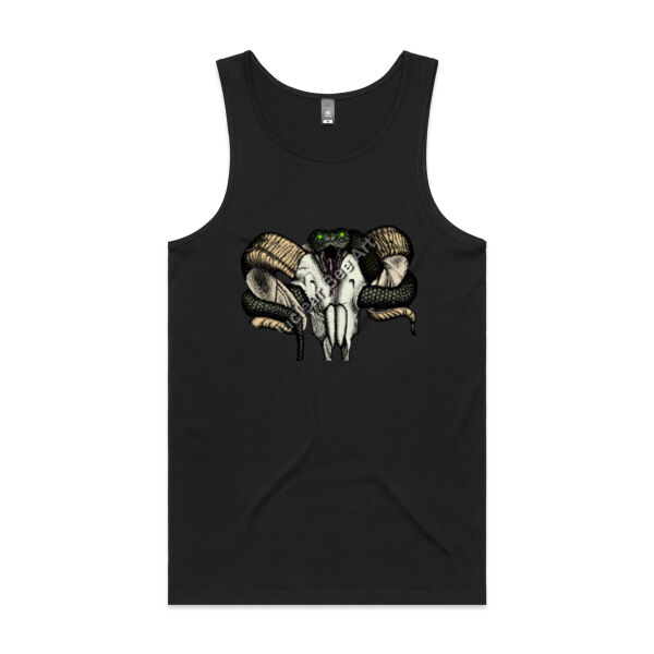 Goat Skull & Snake (Coloured) - AS Colour Mens Lowdown Singlet Thumbnail