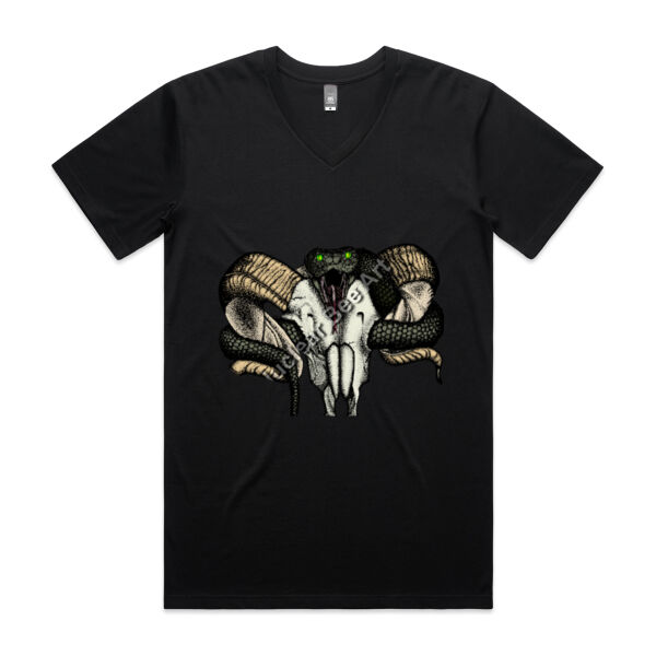 Goat Skull & Snake (Coloured) - AS Colour Mens Staple V Neck Tee Thumbnail