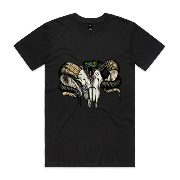 Goat Skull & Snake (Coloured) - AS Colour Mens Staple T shirt Thumbnail